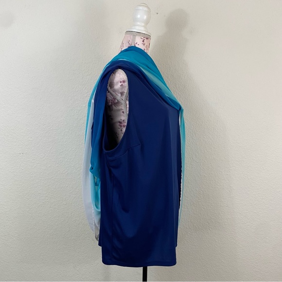 Lane Bryant sz:26/28 Ombré Blues to White Poncho Blouse Relaxed Fit Top - Picture 4 of 11
